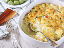 Couve-flor gratinada com bacon e queijo