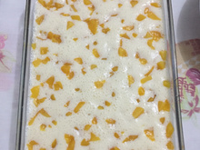 Pudim de pêssego com chocolate fácil  e delicioso