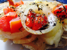 Sanduíche aberto de forno