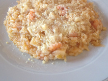 Risoto de palmito com camarão