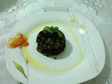 Arroz preto com lentilha