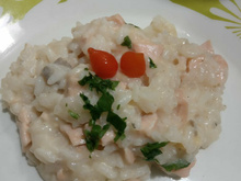 Risoto de salmão à moda do chef