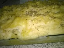 Purê de aipim com legumes