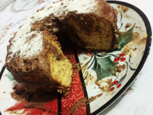 Bolo de coco com cobertura de chocolate diet