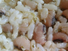 Baião de dois com feijão verde