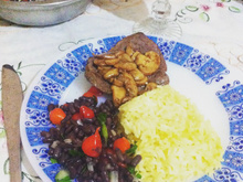 Salada de feijão azuki com pimenta biquinho