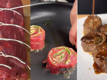 Almoço com carne suculento e com cara de restaurante para fazer no domingo: medalhões recheados com rúcula, parmesão e molho agridoce
