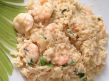 Risoto de camarão e queijos