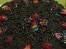 Pizza de chocolate com morango
