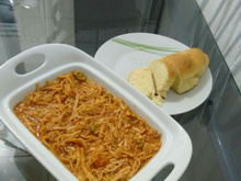 Frango com molho e polenta