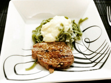 Talharim verde com alcatra