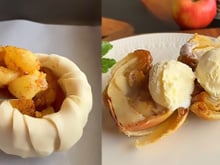 Viciei nessa sobremesa folhada de maçã, canela, doce de leite e sorvete de creme: receita fácil que parece de restaurante