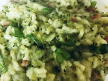 Risotto com brócolis e bacon