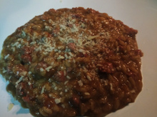 Risoto de linguiça com cerveja preta