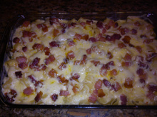 Macarrão com queijo e bacon