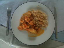 Moqueca de merluza e camarão