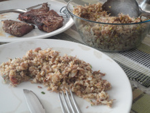 Farofa de pinhão (com carne seca e calabresa)