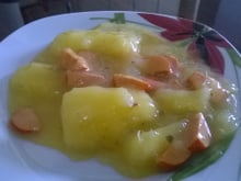 Mandioca com salsicha