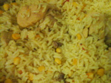 Arroz com frango na pressão