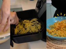 Depois de muitas tentativas, fiz a receita perfeita de batata palha SEM FRITURA: a batatinha fica muito crocante