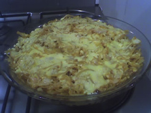 Macarrão e repolho gratinados