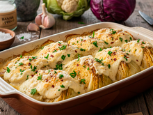 Repolho assado com creme de couve-flor é o prato diferente perfeito pra variar o sabor e comer sem culpa