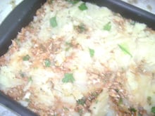Batatas cozidas em neve com peixe