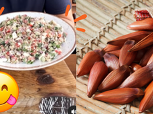 Aprendi essa receita de salada de cuscuz de pinhão com um chef e agora só quero comer isso, ainda bem que é saudável!