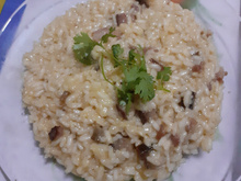 Risoto de bacon e cerveja
