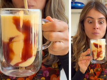 Já pensou em fazer chocolate quente de milho que também leva goiabada? Essa receita virou a minha bebida oficial do inverno!