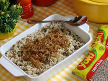 Arroz com Lentilha e Cebolas Caramelizadas