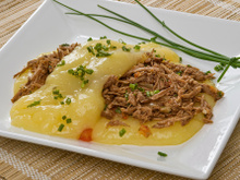 Purê de macaxeira (aipim) com carne de sol