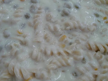 Molho branco com ervilha e milho