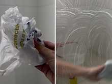 Nada de bucha, agora eu só limpo o box com uma sacolinha plástica: o truque viralizou, eu testei e não acreditei no resultado!