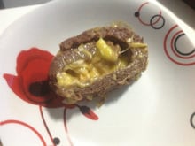 Rocambole de carne e purê de batatas