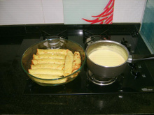 Panqueca de presunto e queijo ao molho branco