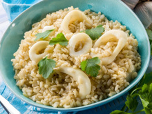 Risoto de lula em anéis