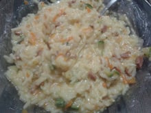 Risoto de bacon e linguiça