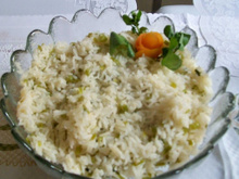 Arroz com talos de agrião