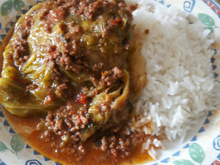 Carne moída com repolho na pressão