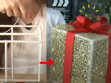 Decoração natalina caseira: alguns palitos de churrasco e um pouco de criatividade é tudo que você precisa para fazer lindas caixas de Natal
