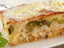 Lasanha de frango e brócolis