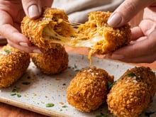Bolota proteica recheada com frango desfiado e queijo na airfryer: crocante e sabororsa