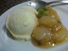 Pêras com hortelã
