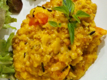 Risoto de abóbora e manjeircão