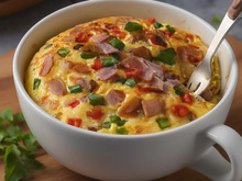 Omelete na caneca pronto em 2 minutos é o café da manhã rápido ou lanche prático com ovo perfeito