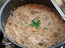 Risoto de coração de galinha