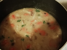 Sopa de inhame, cenoura e repolho