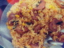 Arroz temperado na panela de pressão
