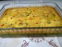 Torta de arroz cozido com carne (ou frango, porco, etc.)